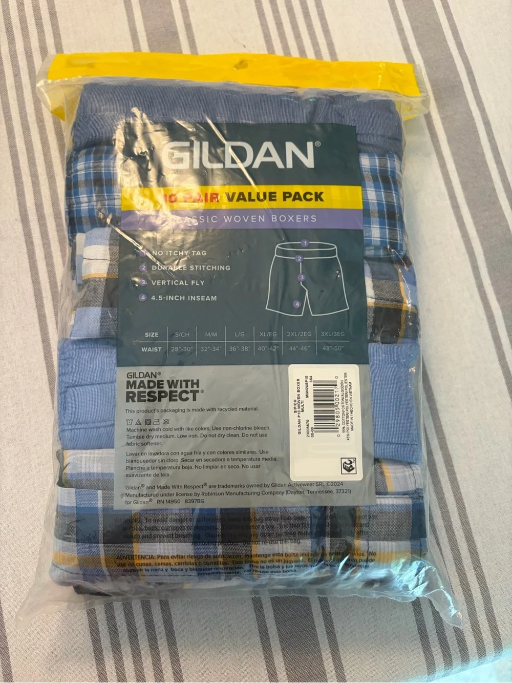 Gildan Men's Classic Woven Boxers - Plaid Multi (10 Pack)